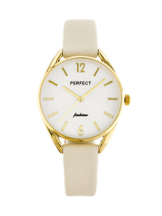 Perfect Watch with Beige Leather Strap