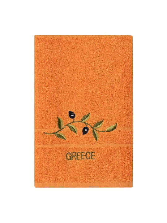 Silk Fashion Towel from 100% Cotton in Orange Color 50x100cm