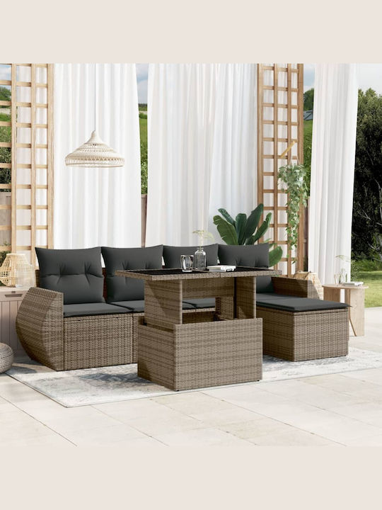 Garten- und Outdoor-Möbelsets 6 Stück Grau mit ...