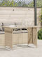 Masa pentru spații exterioare Rattan cu suprafață din sticlă Bej 110x68x70buc