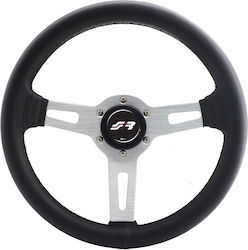 Simoni Racing Τιμόνι Αυτοκινήτου Δερμάτινο Τριάκτινο με Διάμετρο 35cm Μαύρο/Μαύρο
