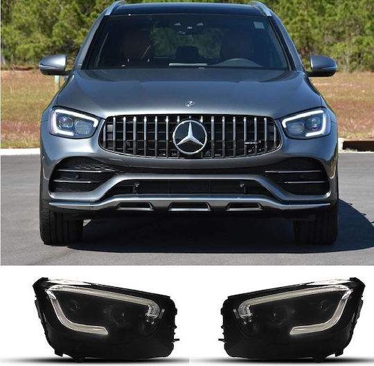 Front-Scheinwerfer-Set Mercedes-Benz GLC C253/X253 Upgrade Facelift Look 20210-2021 Schwarz Voll-LED DRL Motor