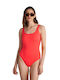 Blu4u One-Piece Swimsuit with Padding & Open Back Orange