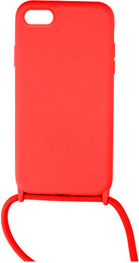 Colored Back Cover Σιλικόνης με Λουράκι Κόκκινο (iPhone 8/7)