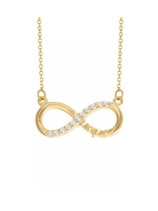 Necklace Gold 9k Infinity Mom Zircon