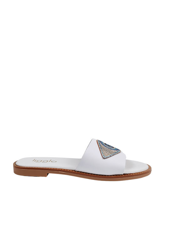 Ligglo Leather Women's Flat Sandals in White Color