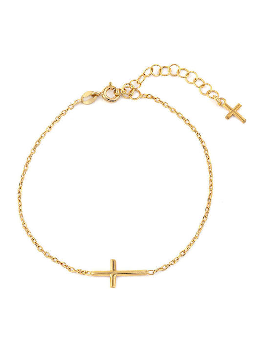George Art Jewels Women's Bracelet Chain with Cross design made of Silver Gold Plated