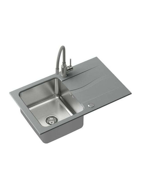 Steiner Michael 111 Drop-In Chiuvetă din Granit Sintetic cu robinet L78xW48cm Gri