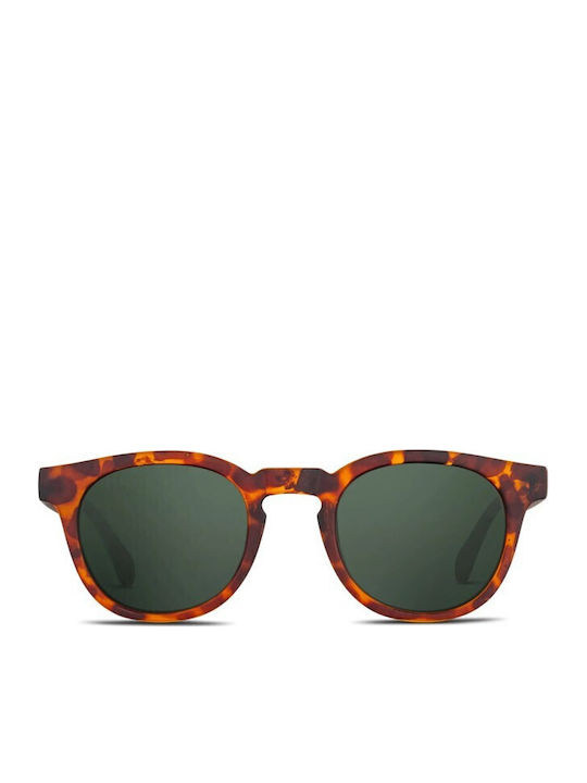 Twig Verne Unisex Sunglasses with Brown Tartaruga Plastic Frame and Green Lens VRN03