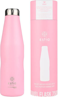 Estia Travel Flask Save the Aegean Sticlă Termos Oțel inoxidabil Fără BPA Blossom Rose 750ml