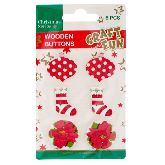Craft with Fun Χριστουγεννιάτικα Αυτοκόλλητα με Σχέδιο Κάλτσες και Μπάλες 6τμχ