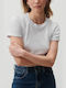American Vintage Γυναικείο T-shirt με V Λαιμόκοψη Arctique Chine