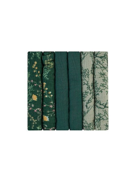 Kikka Boo Secret Garden Muslin Swaddle Wraps Green Green 30x30cm. 6pcs