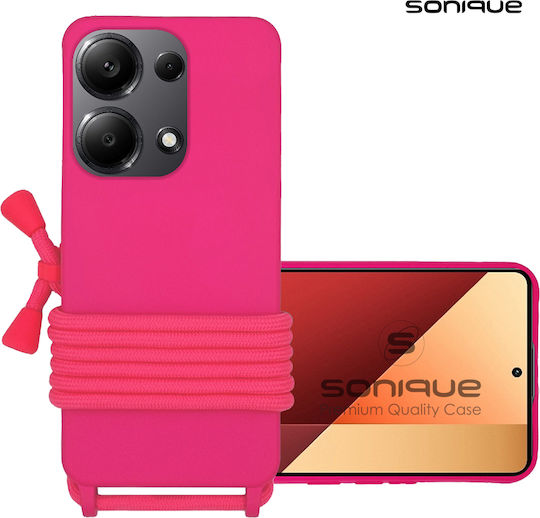 Sonique Umschlag Rückseite Silikon 0.5mm mit Band Fuchsie (Redmi Note 13 Pro 4G / Poco M6 Pro 4G)