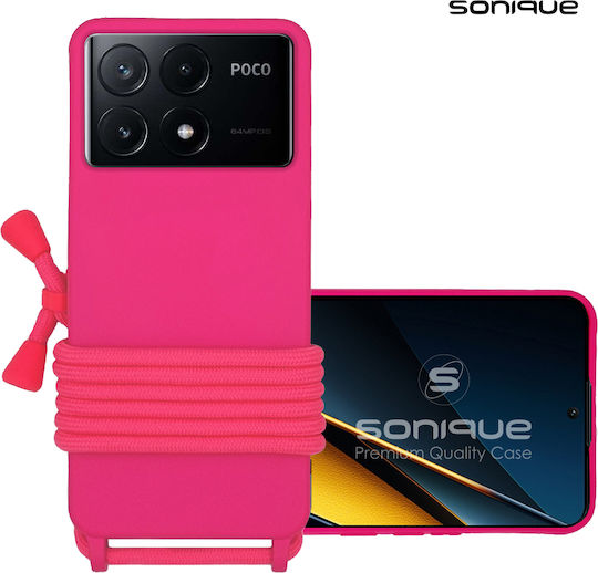 Sonique Back Cover Silicone 0.5mm with Strap Fuchsia (Poco X6 Pro)
