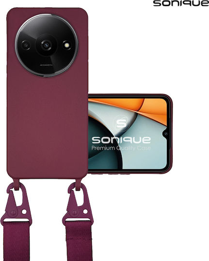 Sonique Strap Back Cover Silicon 0.5mm cu Curea Burgundy (Redmi A3)
