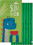 Kentia Float Kids Beach Towel Green Dinosaurs 140x70cm 000074667