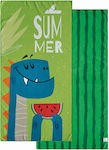 Kentia Float Kids Beach Towel Green Dinosaurs 140x70cm