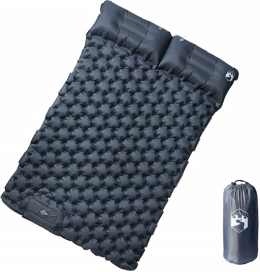 vidaXL Saltea Auto-Umflare Dublă Pentru Camping 195x130cm Grosime 8.5cm Gri