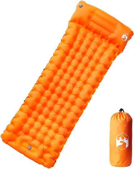 vidaXL Αυτοφούσκωτο Ημίδιπλο Υπόστρωμα Camping 200x75cm Πάχους 10.5cm Πορτοκαλί