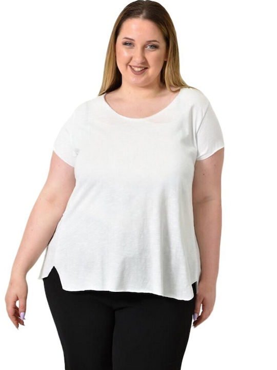 Potre Damen Bluse Baumwolle Kurzärmelig White