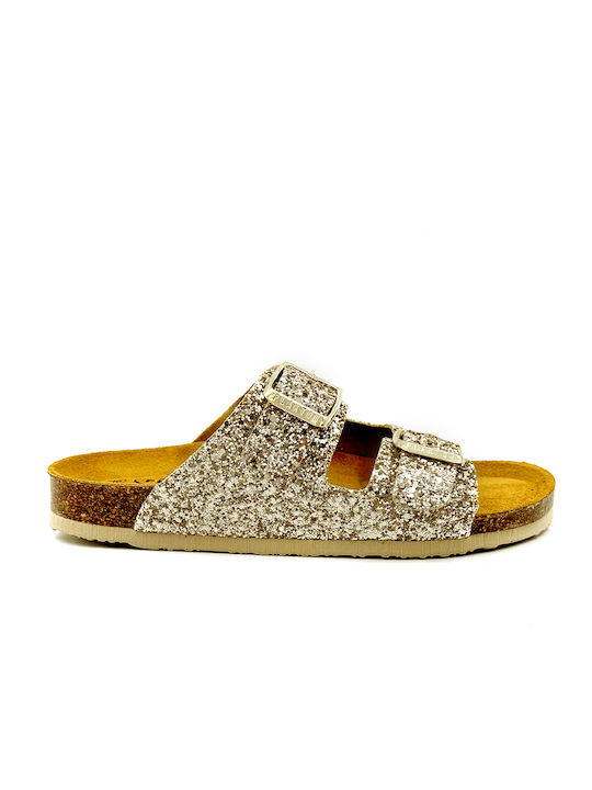 Plakton Piele Sandale dama Glitter Χρυσό