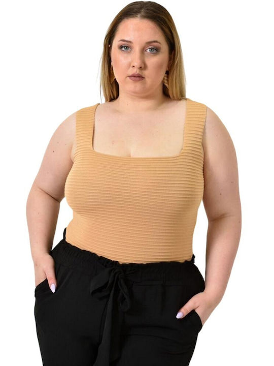 Potre Damen Bluse Ärmellos Beige