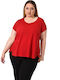 Potre Women's Blouse Cotton Short Sleeve Red