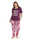 Sexen Set Pijamale pentru Femei Bordeaux