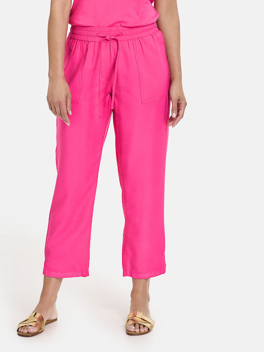Gerry Weber Women's High-waisted Fabric Capri Trousers with Elastic PINK