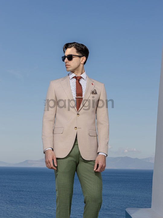 Dezign Men's Suit Jacket Slim Fit Beige