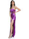 RichgirlBoudoir Maxi Evening Dress Satin with Slit purple