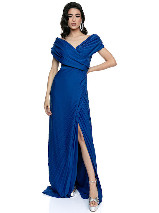 RichgirlBoudoir Maxi Dress with Slit Blue