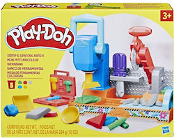 Hasbro Play-Doh Plastilină - Joc Stamp and Saw Tool Bench pentru 3+ Ani, 5buc F9141