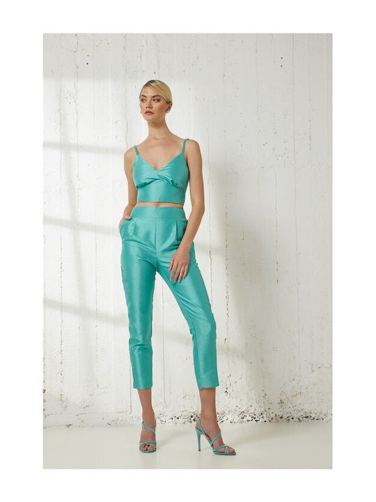 Enzzo Damen Stoff Hose Mint