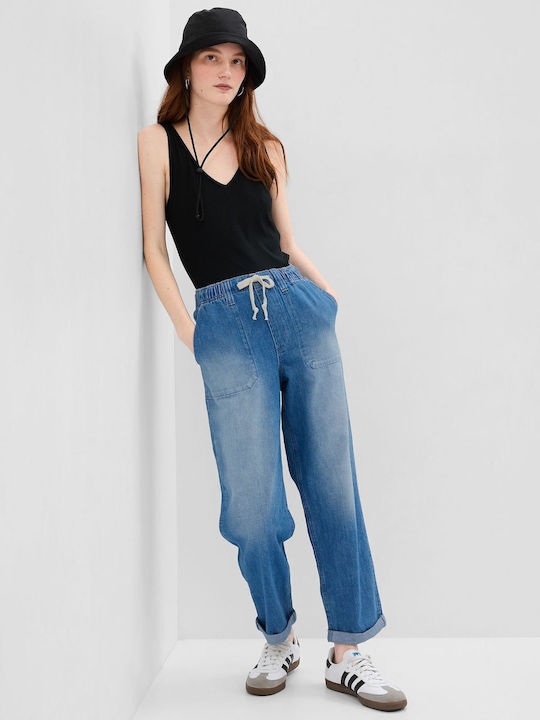 Γυναικείο Jean Παντελόνι Mid Rise σε Relaxed Εφαρμογή μπλε