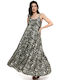 Long Animal Print Ruffle Maxi Glam Dress