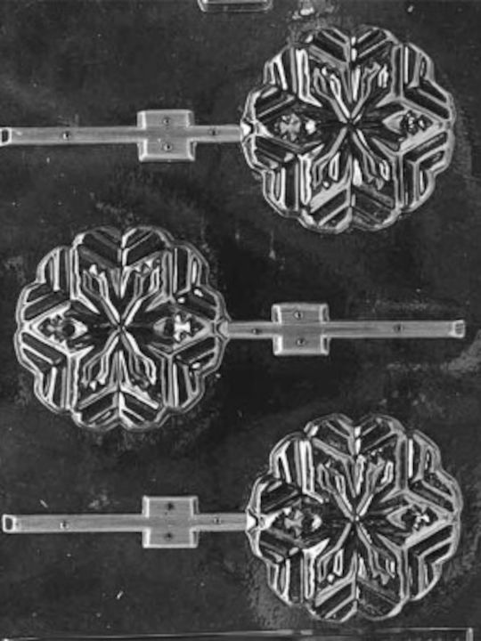 Plastic Lollipop Baking Pan Snowflakes 2 Mold 7.6x7.6cm
