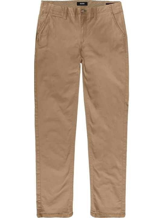 Double Ανδρικό Παντελόνι Chino Slim Fit Καμηλό
