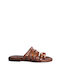 Brown Leather Sandals with Special Gold Studs