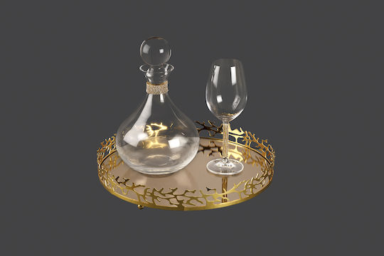 La Vista Wedding Decanter Set with Wine Glass Metallic Crystal Gold 2 Pieces