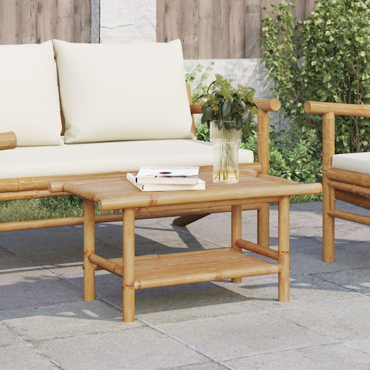 Sitting Room Outdoor Free Standing Bamboo Table Natural 70x40x35cm