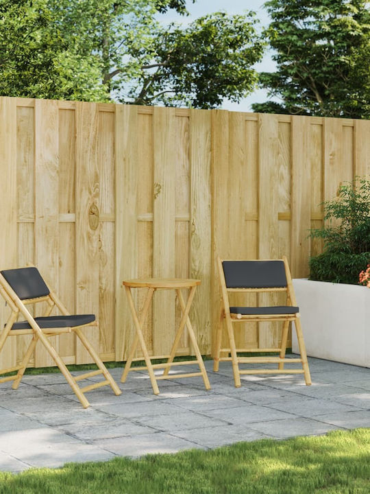 Scaun de exterior Bambus Bamboo With Grey cu pernă 2buc 59x51x87cm