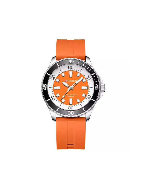 Curren Watch Battery with Orange Rubber Strap