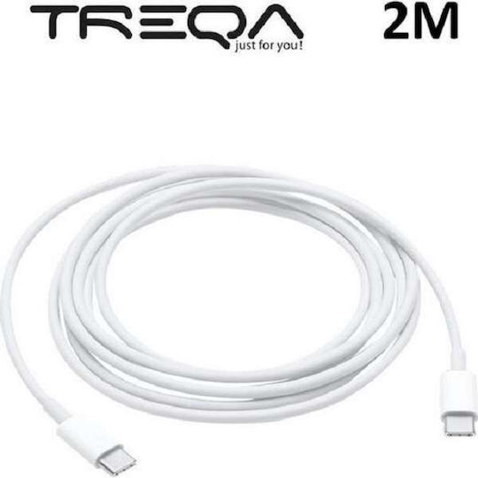 Treqa USB 2.0 Cable USB-C male - USB-C Λευκό 2m CA-2018
