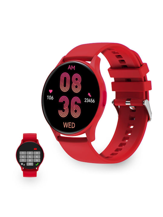 Ksix Core Aluminium Smartwatch με Παλμογράφο (Κόκκινο)