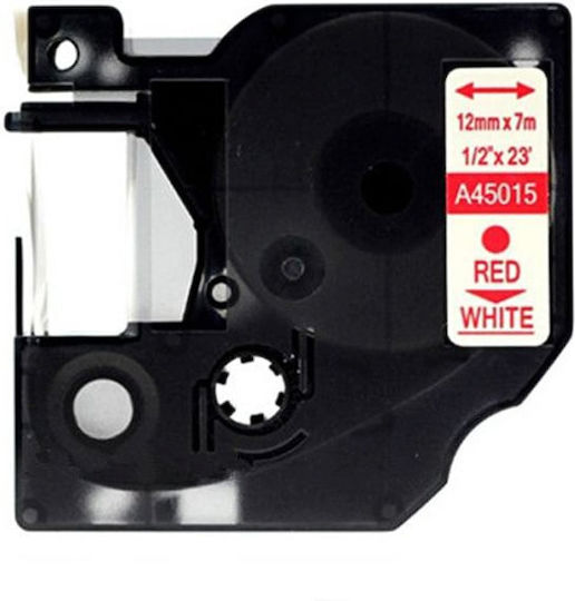 Dymo 45015 Etikettendrucker-Bänder 7m x 12mm in Rote Farbe Kompatibel mit Dymo D1