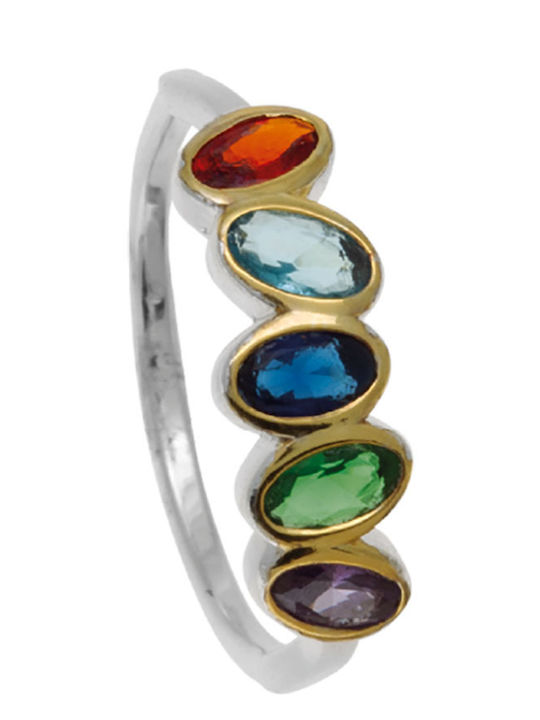 Bizoutaki Damen Ring mit Steinen aus Silber Vergoldet