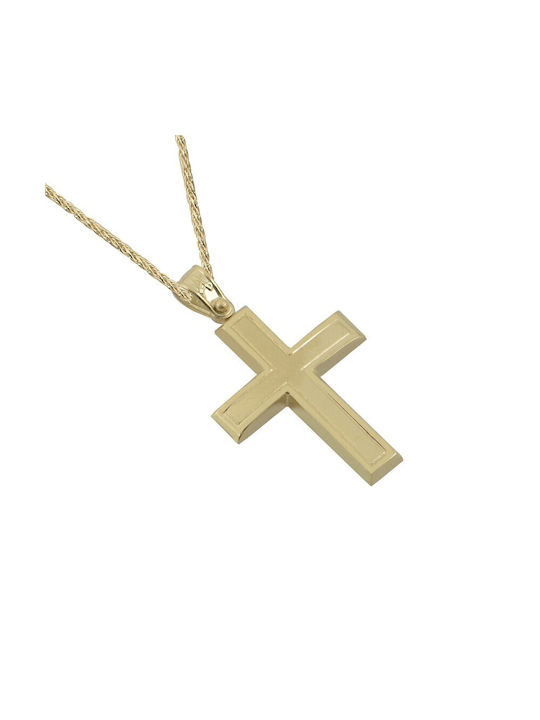 Herren Gold Kreuz 14K mit Kette