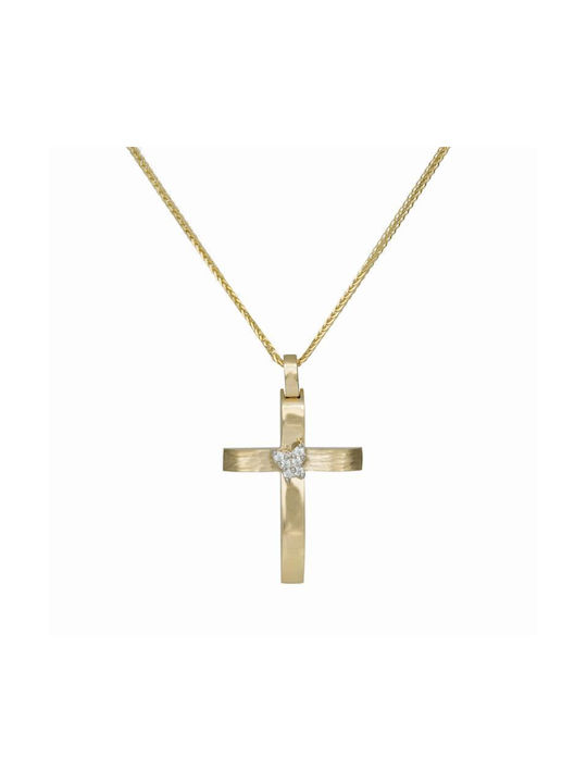 Damen Gold Kreuz 14K mit Kette Πεταλούδα